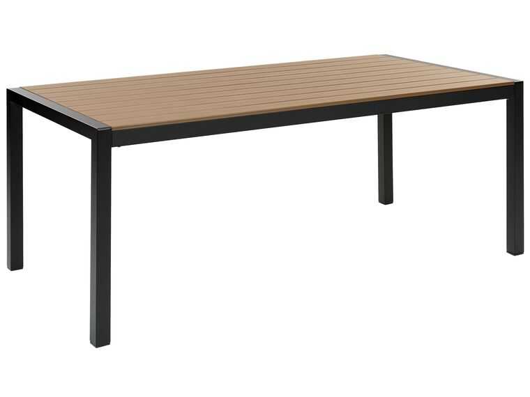 Hliníkový zahradní stůl 180 x 90 cm světlé dřevo/černý VERNIO_862878