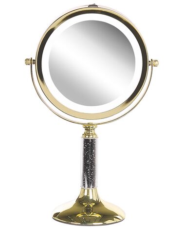 Sminkspegel med LED ø 18 cm guld BAIXAS