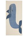 Dywan dziecięcy bawełniany motyw wieloryba 80 x 150 cm beżowo-niebieski SELAI_866593