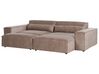Left Hand 2-Seater Modular Fabric Corner Sofa with Ottoman Brown HELLNAR_912315