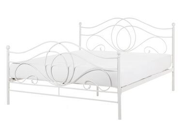 Kovová posteľ 140 x 200 cm biela LYRA