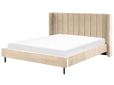 Zamatová posteľ 180 x 200 cm béžová VILLETTE