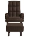 Linen Recliner Chair with Ottoman Brown OLAND_902011