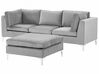 3 Seater Modular Velvet Sofa with Ottoman Grey EVJA_789363