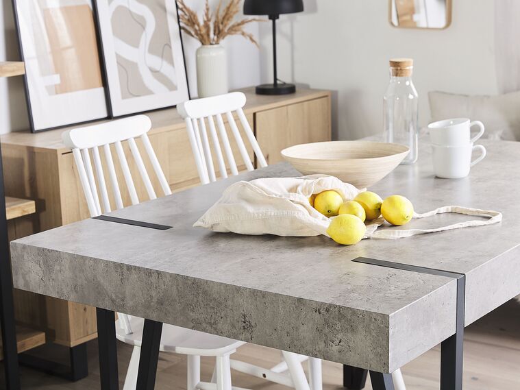 Dining Table 150 x 90 cm Concrete Effect with Black ADENA Beliani.co.uk