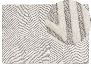 Tæppe 140 x 200 cm hvid og grå uld GOKSUN