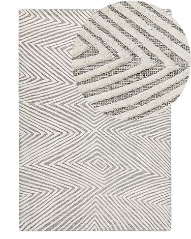 Fehér és szürke gyapjúszőnyeg 140 x 200 cm GOKSUN