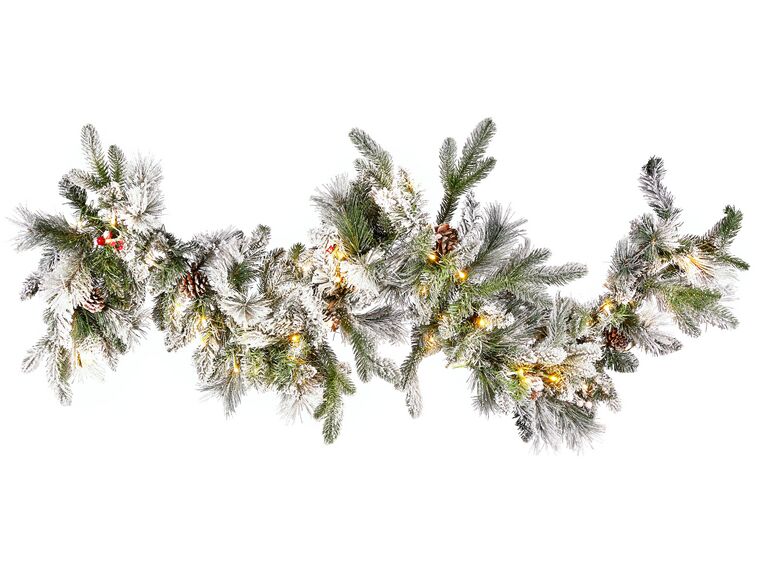 Weihnachtsgirlande weiß mit LED-Beleuchtung Schnee bedeckt 180 cm WHITEHORN_813255
