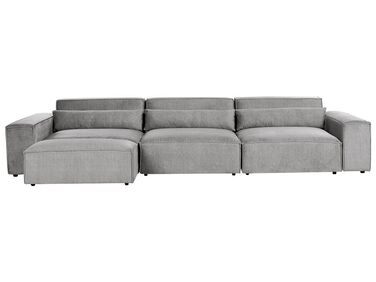 Soffa med schäslong 3-sits modulär tyg grå HELLNAR