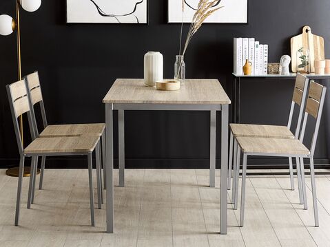 4 Seater Dining Set Light Wood With Grey Blumberg Beliani No 4 Seater Dining Set Light Wood With, Light Color Dining Table Set