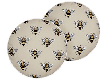 Lot de 2 coussins de jardin à motif d'abeilles beiges ⌀ 40 cm CANNETO