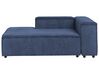 Right Hand 3 Seater Modular Jumbo Cord Corner Sofa with Ottoman Blue APRICA_909062