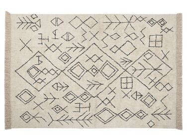 Teppich Baumwolle beige / schwarz 160 x 230 cm geometrisches Muster Kurzflor SOMEK