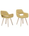 Conjunto de 2 sillas de comedor de poliéster amarillo/madera clara CHICAGO_693734