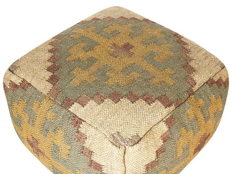 Jute Pouffe 50 x 50 cm Multicolour SARON Beliani.co.uk