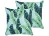 Set of 2 Outdoor Cushions Leaf Motif 45 x 45 cm Green BOISSANO_881301