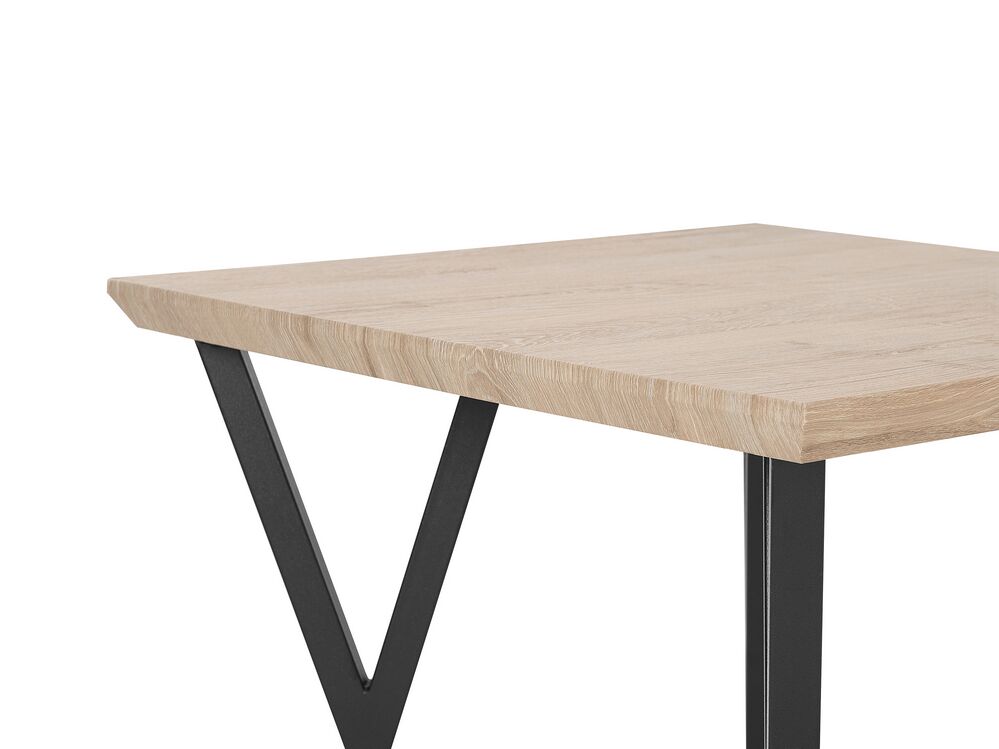 Dining Table 70 x 70 cm Light Wood with Black BRAVO Beliani.co.uk
