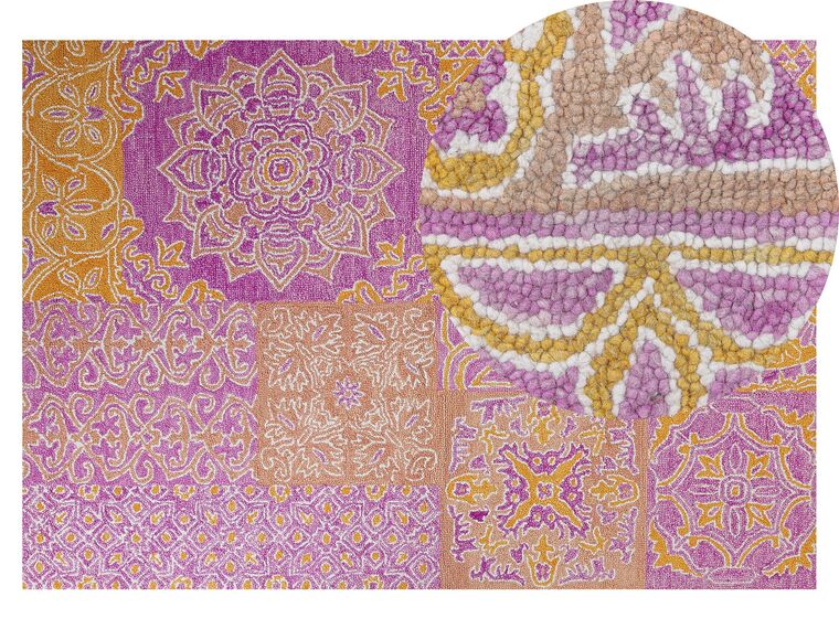 Teppich Wolle mehrfarbig orientalisches Muster 140 x 200 cm Kurzflor AVANOS_830708