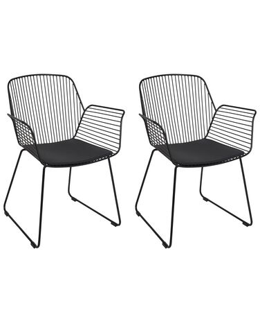 Metallstuhl schwarz mit Kunstleder-Sitz 2er Set APPLETON