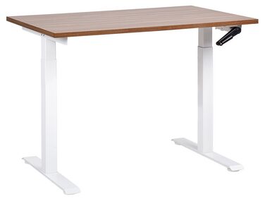Justerbart skrivebord 120 x 72 cm mørkt træ og hvid DESTINES