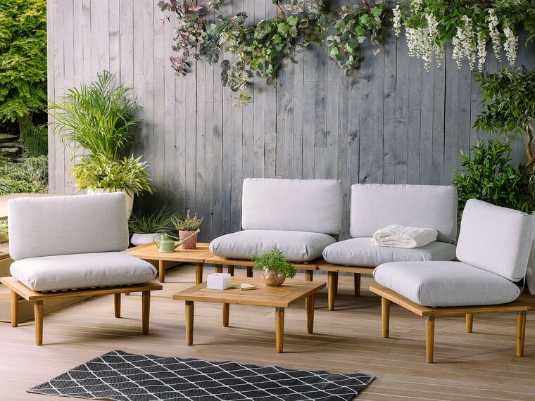 4 Seater Acacia Wood Garden Sofa Set Grey FRASCATI_718970