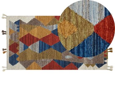 Kelimtæppe farverigt uld 80 x 150 cm ARZAKAN
