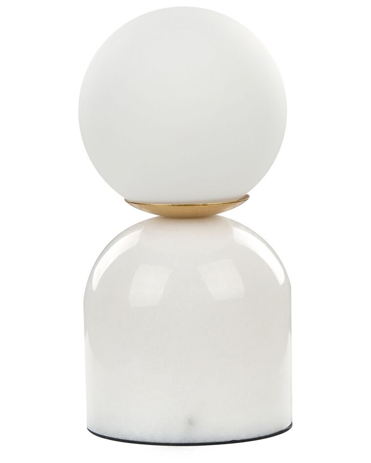 Tischlampe Marmor / Glas weiß 21 cm Kugelform KIWI_872407