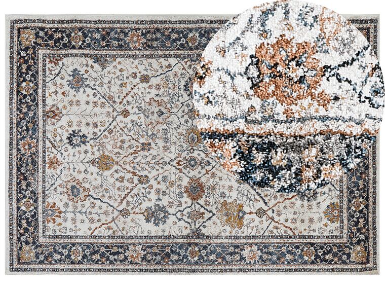Teppich beige / blau orientalisches Muster 160 x 230 cm Kurzflor ARATES_854416