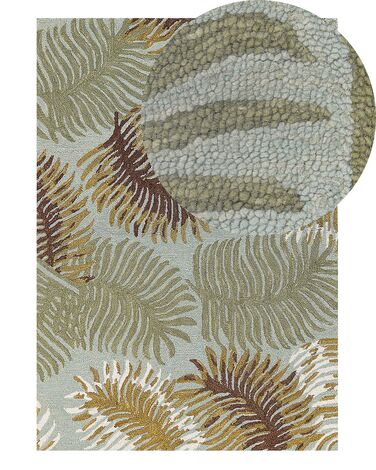 Tapete de lã com padrão de folhas multicolor 140 x 200 cm VIZE