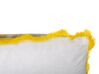 Lot de 2 coussins décoratifs motif singe 45 x 45 cm jaune / blanc MANJU_801372