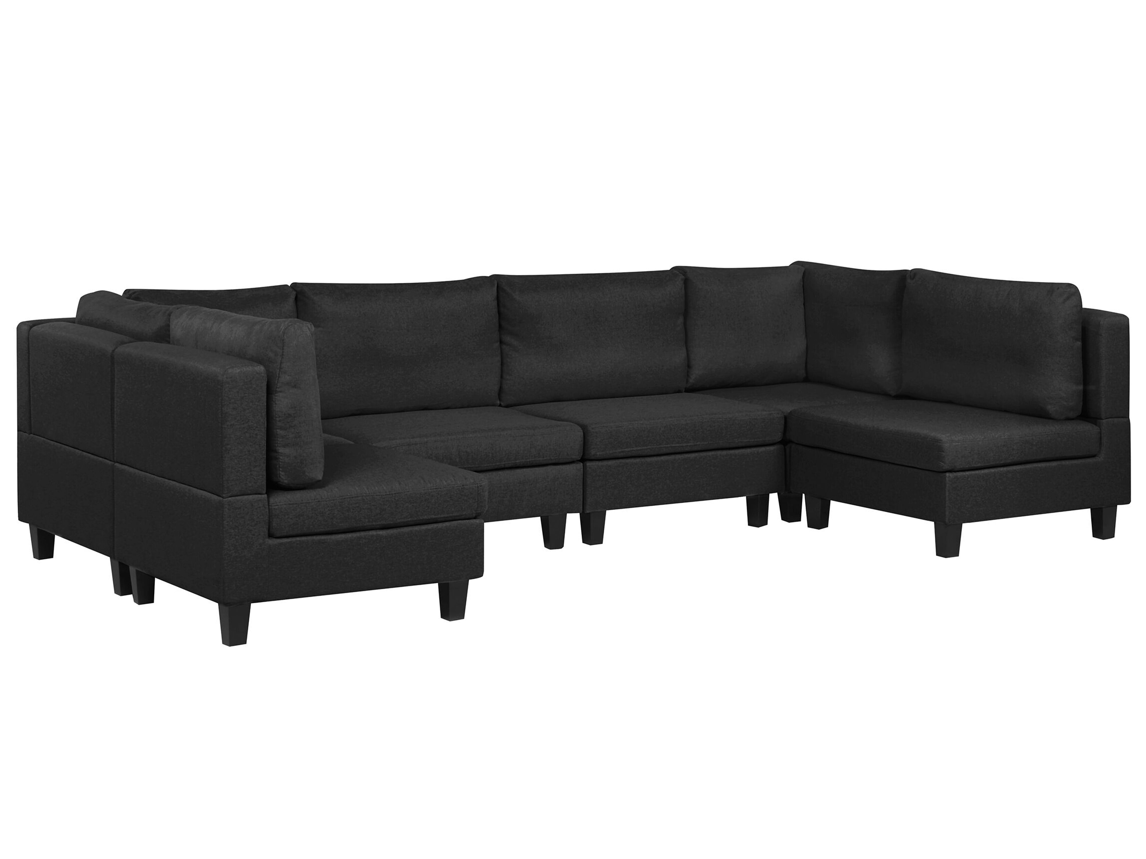 6 Seater UShaped Modular Fabric Sofa Black FEVIK Beliani.co.uk