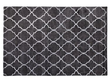 Tapis en viscose gris foncé au motif marocain argenté 160 x 230 cm YELKI 