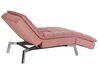Chaise longue reclinabile in velluto rosa LOIRET_760201