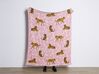 Manta infantil em algodão rosa com padrão de tigres 130 x 170 cm NERAI_905356