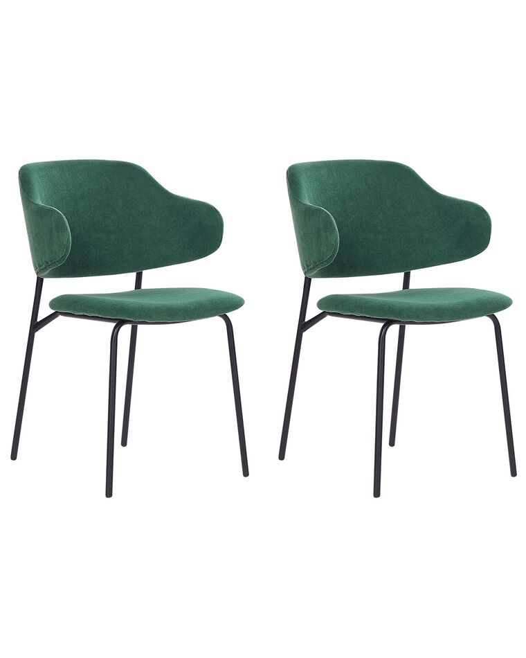 Set of 2 Fabric Dining Chairs Green KENAI_874472