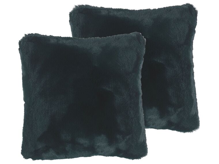 Set of 2 Faux Fur Cushions 42 x 42 cm Green TANDUR_801420