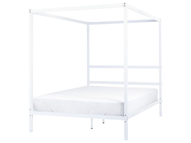 Metal EU Double Size Canopy Bed White LESTARDS _863420