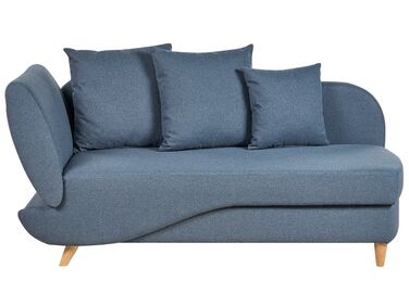 Left Hand Fabric Chaise Lounge with Storage Blue MERI II