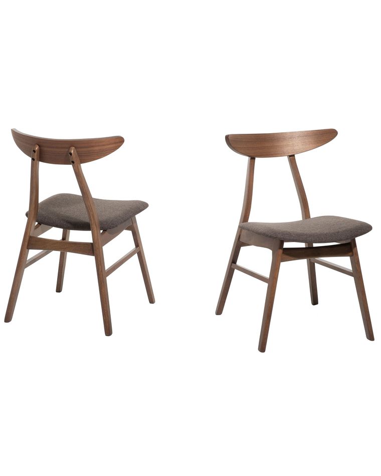 Set of 2 Dining Chairs Dark Wood and Grey LYNN Beliani.co.uk