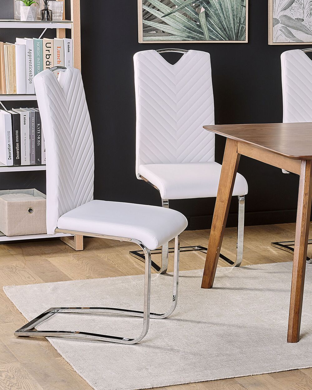 Set of 2 Faux Leather Dining Chairs OffWhite PICKNES Beliani.co.uk