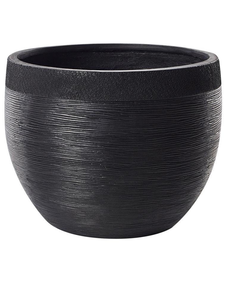 Stone Plant Pot 50x50x39 cm Black ZAKROS Beliani.at