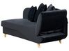 Chaiselongue Samtstoff schwarz mit Bettkasten rechtsseitig MERI II_914249