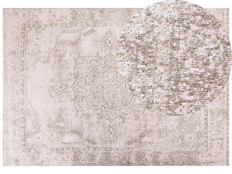 Teppich Baumwolle rosa 160 x 230 cm orientalisches Muster Kurzflor MATARIM_852540