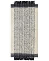Teppich Wolle schwarz / cremeweiß 80 x 150 cm Kurzflor KETENLI_850114