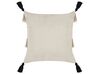 Cotton Cushion Geometric Pattern with Tassels 45 x 45 cm Beige and Black HYDRANGEA_835128