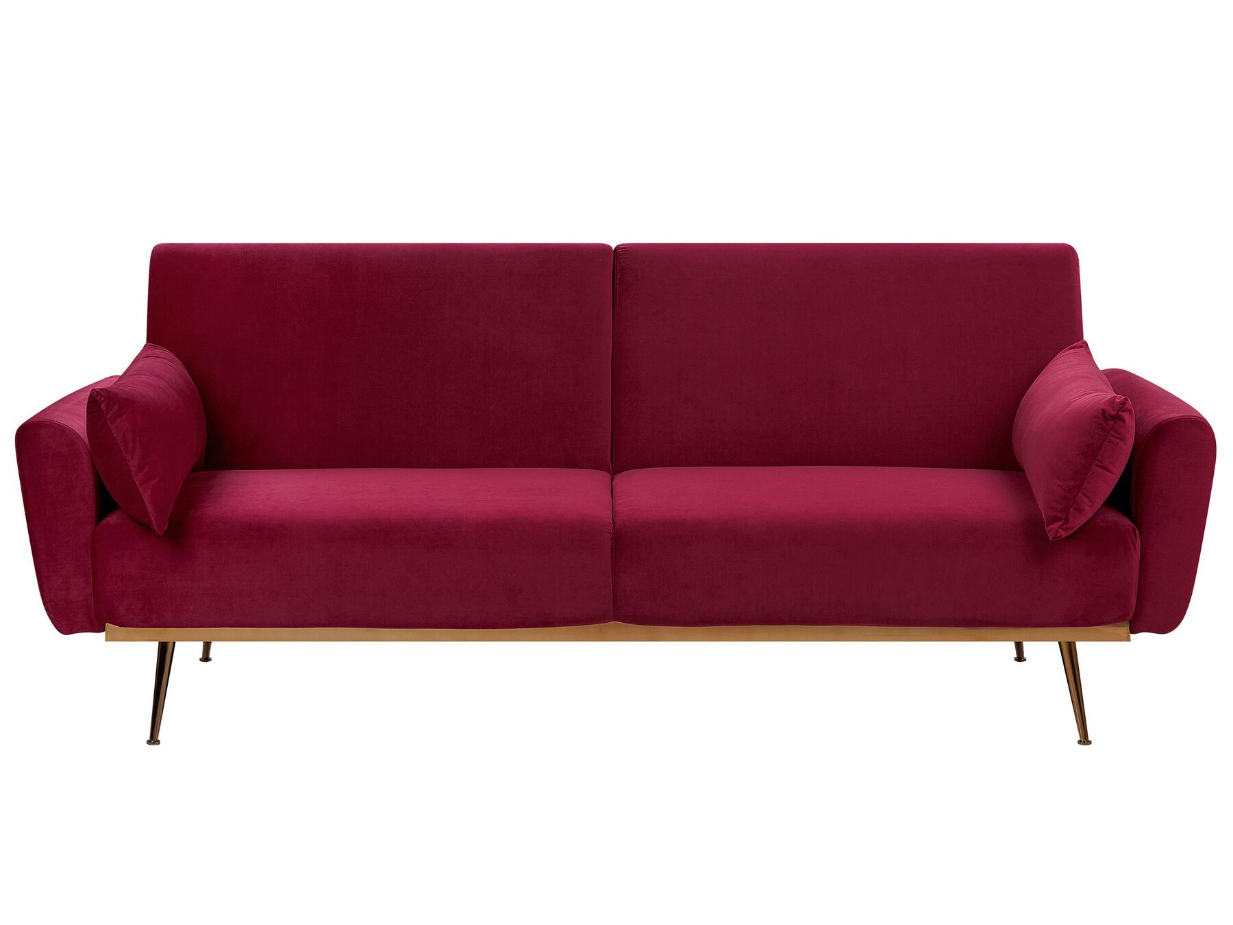 Modern Velvet Sofa Bed Dark Red Metal Legs Convertible Sleeper Eina