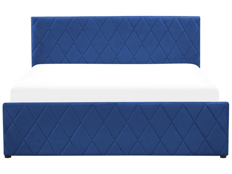 Velvet EU King Size Ottoman Bed Blue ROCHEFORT Beliani.co.uk