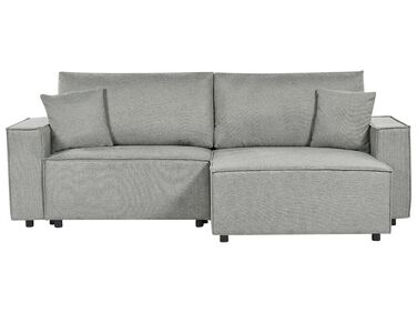 Left Hand Fabric Corner Sofa Bed with Storage Grey KARILA