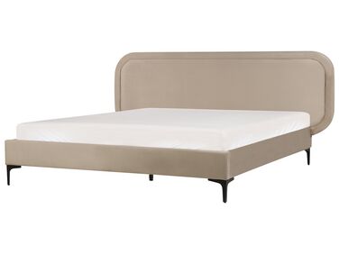 Zamatová posteľ 160 x 200 cm béžová SUZETTE
