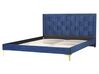 Velvet EU King Size Bed Navy Blue LIMOUX_867259